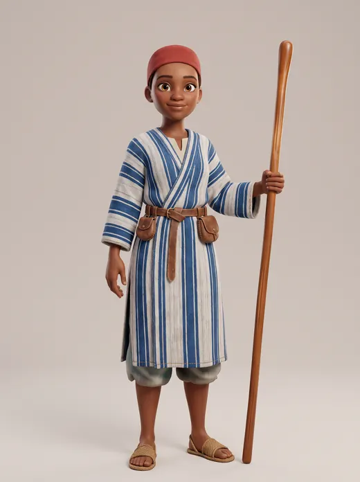 L'Agojié, jeune guerrière de la garde royale, sa lance à la main