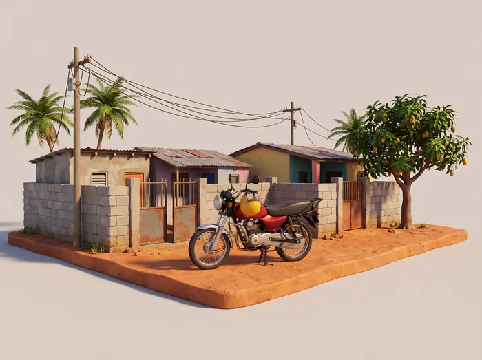 Une moto de zémidjan garée dans la rue